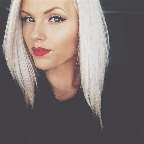 Platinum Blonde Hair White Blond Hair Inspiration Red Lips