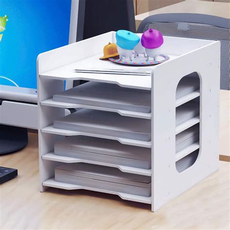 Itoda 5 Tier Desk File Sorter Organizer A4 Paper Storage Unit Wooden