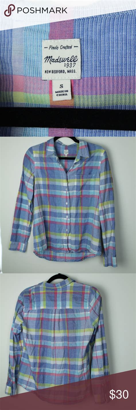 Madewell Blue Checkered Flannel Madewell Flannel Shirt Blue
