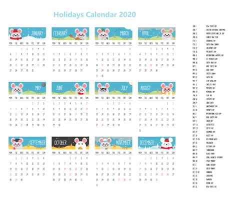 Holidays Calendar 2020 Federal Holiday Calendar Holiday Calendar