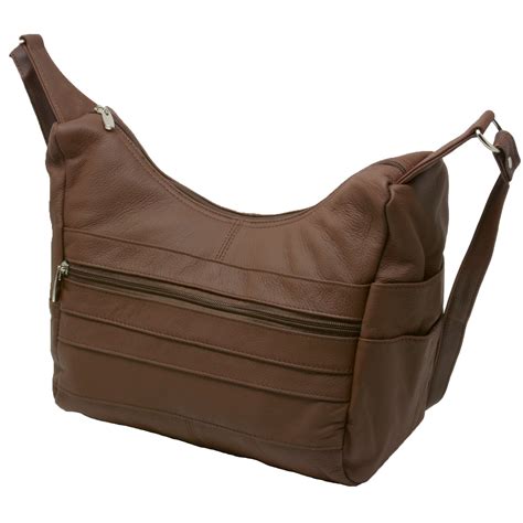 Women S Genuine Leather Purse Mid Size Multiple Pocket Shoulder Bag