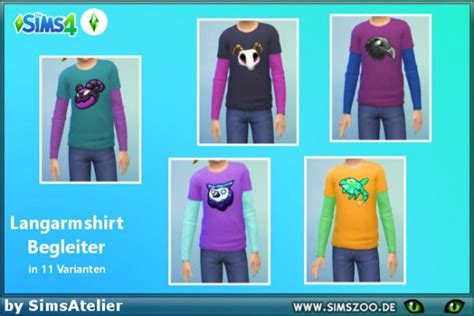 Blackys Sims 4 Zoo Long Sleeve Shirt Companion By Simsatelier Sims 4