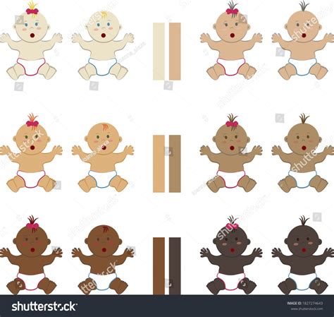 Set Surprised Multicolored Sitting Babies Vector Stock Vector Royalty Free