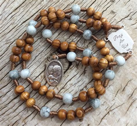 St Joseph Wood Bead Rosary Chaplet Of St Joseph Saint Of Etsy