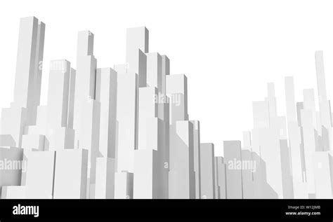 Abstract City Skyline Isolated On White Background Digital Model With