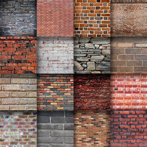 Brick Walls Digital Paper Brick Textures 16 Designs 12in X 12in