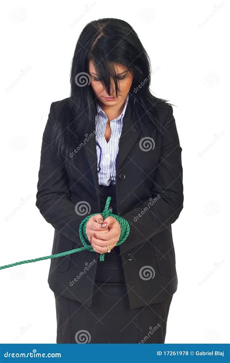 Woman Tied Up With Rope Stock Photo 24258084