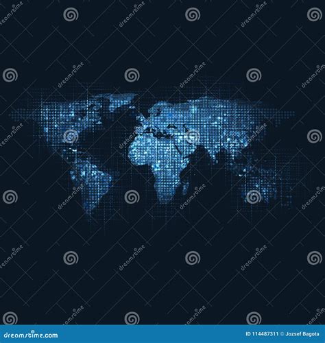 Cloud Computing And Networks Concept With Patterned World Map