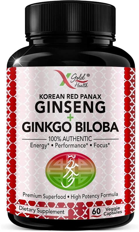 Buy Korean Red Panax Ginseng 1200mg Ginkgo Biloba Extra Strength