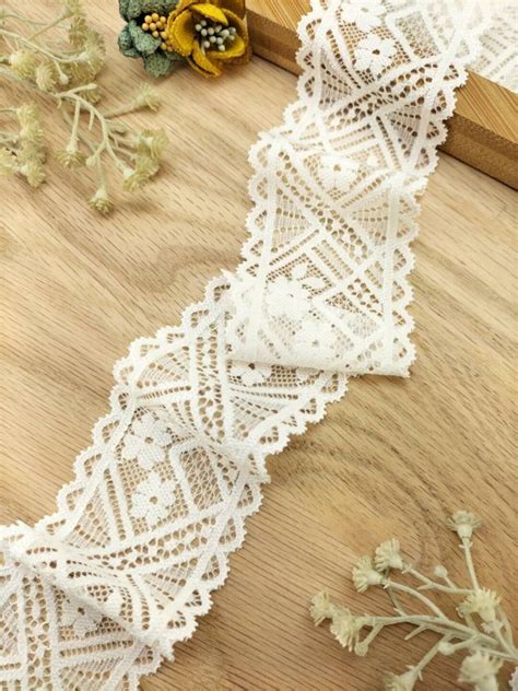 2 Metres 4953mm Wide Soft White Lace Elastic Trim Stretch Etsy Australia