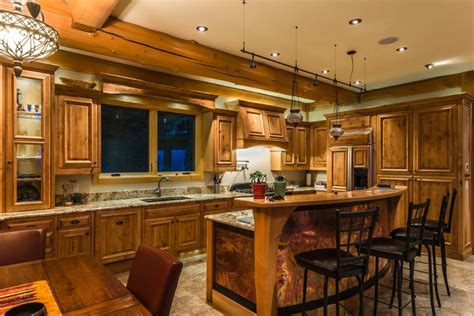 Log Home Kitchens With Island Pics Aesthetic