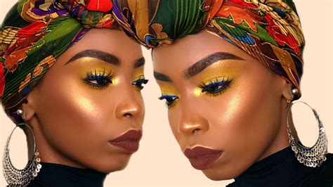 fall inspired yellow makeup tutorial for dark skin woc youtube