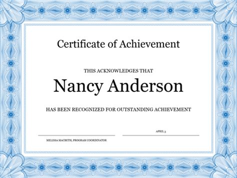 Certificate Of Achievement Blue Templates