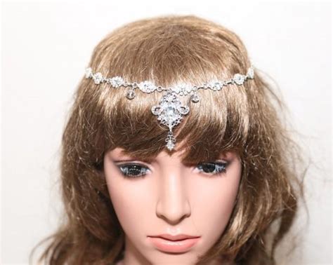 Rhinestone Bridal Hair Chains Draping Crystal Head Chains Headpiece