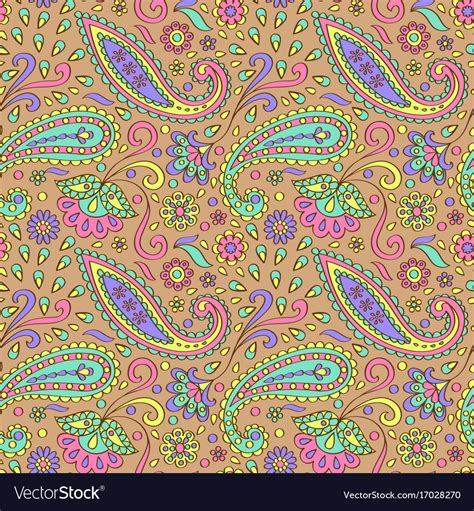 Color Paisley Seamless Pattern Royalty Free Vector Image