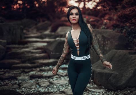wallpaper women outdoors water brunette photography big boobs tattoo black hair