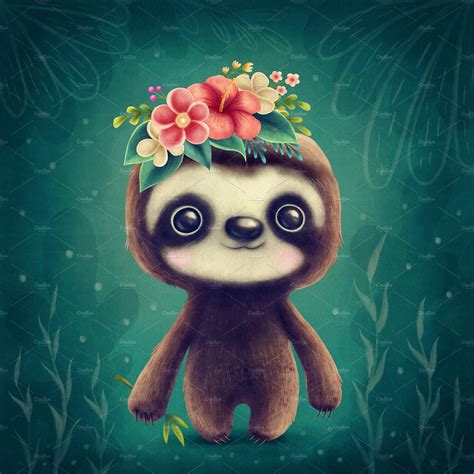 Illustration Of A Cute Sloth In 2020 Sloth Art Cute Baby Sloths