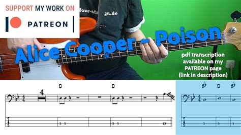 Alice Cooper Poison Bass Cover With Tabs Youtube