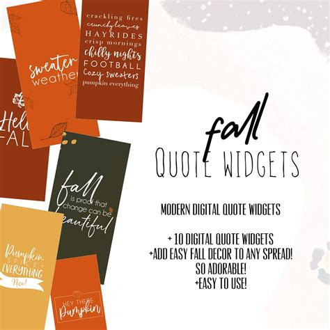 Fall Widgets Quotes Sticker Pack Fall Digital Quote Stickers Digital