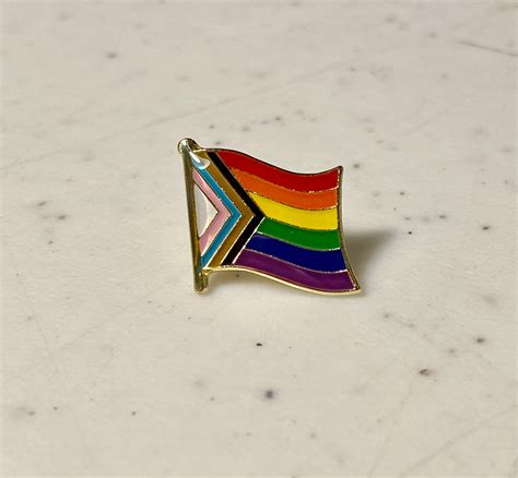 New Progress Pride Rainbow Flag Waving Lgbt Pride Lapel Pin Etsy Canada