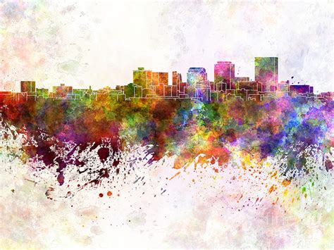 Dayton Skyline In Watercolor Background Painting By Pablo Romero