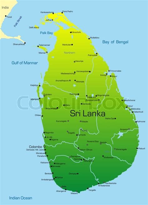 Vector Map Of Sri Lanka Country Stock Vector Colourbox