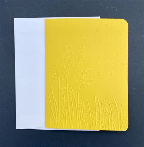 Blank Note Cards Yellow Dandelion Embossed Envelopes Handmade