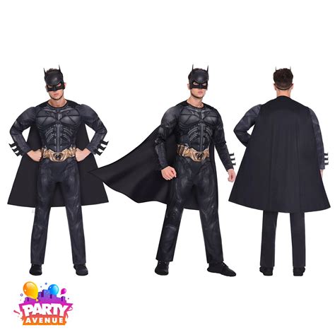 Mens Deluxe Dark Knight Batman Dc Comics Superman Fancy Dress Costume