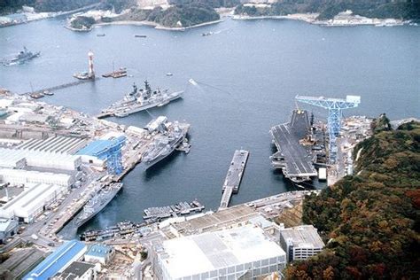 Yokosuka Sailor Yokosuka Naval Base Aerial View 1980s Yokosuka