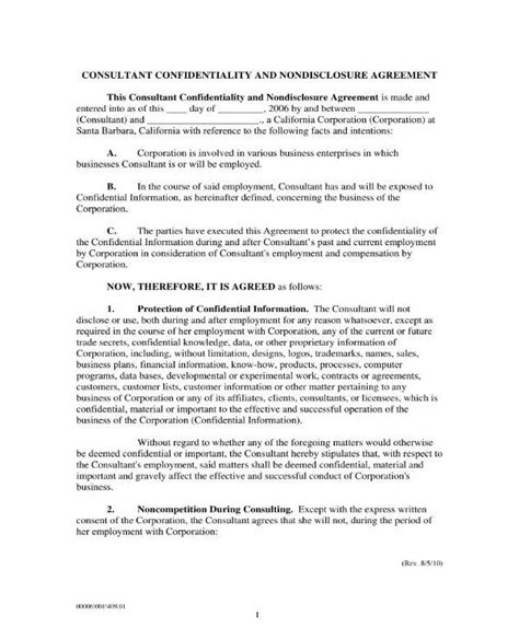 9 Confidentiality Agreement Templates For Consultants