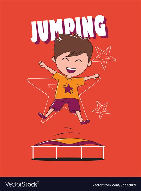 Happy Boy Jumping On Trampoline Royalty Free Vector Image