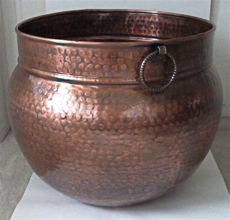 Large Copper Planters Hammered