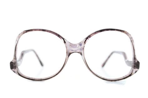 80s Vintage Round Glasses Clear Purple Oversized Eyeglass Frame