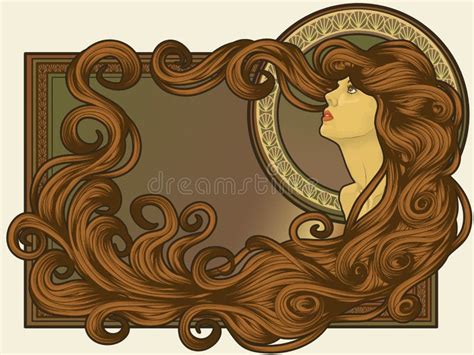 Art Nouveau Styled Woman S Face With Long Hair Stock Vector