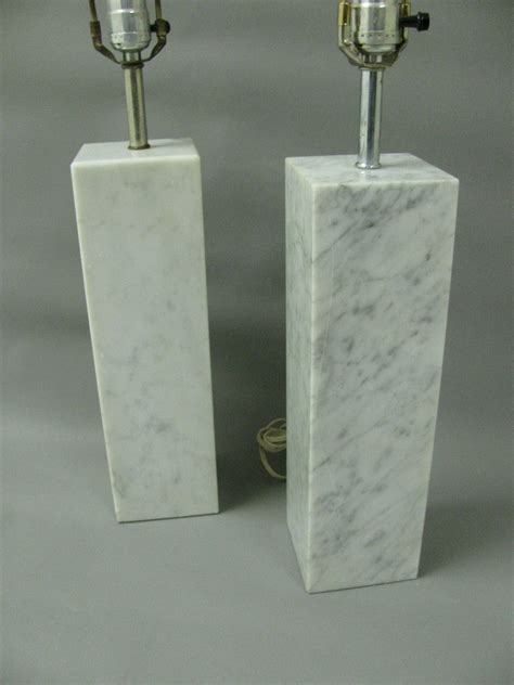 Pair Of Mid Century Modern Architectural Square Marble Column Table