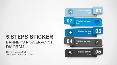 5 Step Sticker Banners For Powerpoint Slidemodel