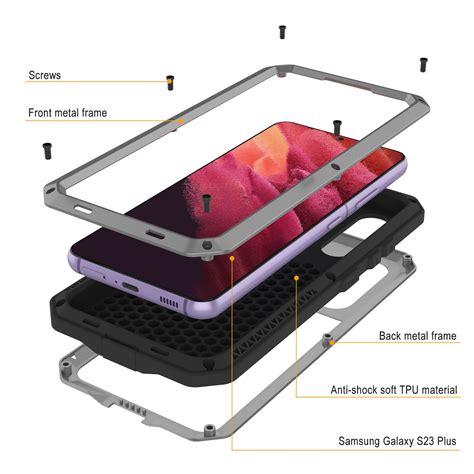 Galaxy S23 Plus Metal Case Heavy Duty Military Grade Armor Cover Sh