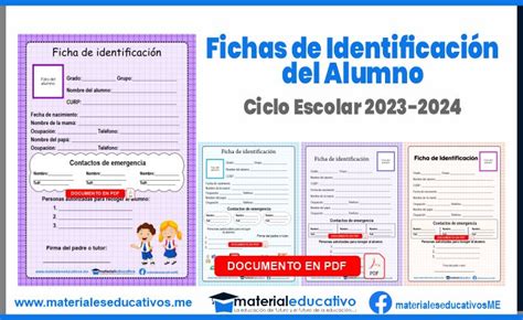 Fichas de Identificación del Alumno Ciclo Escolar 2023 2024