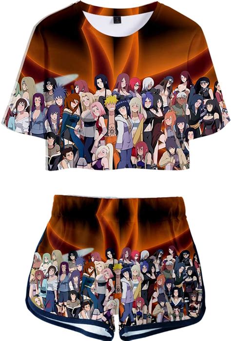 Joayin Femme Naruto T Shirt Et Short Kakashi Uchiha Sasuke Sportwear Tee Shirt Anime 3d Ensemble