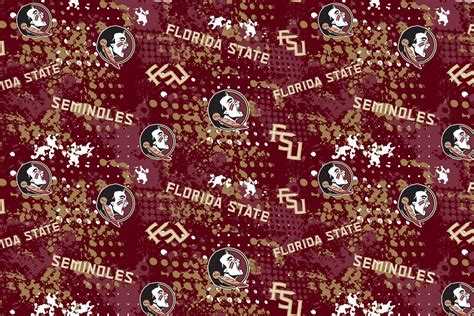 Florida State University Cotton Fabric By Sykel Fsu Seminoles Splatter