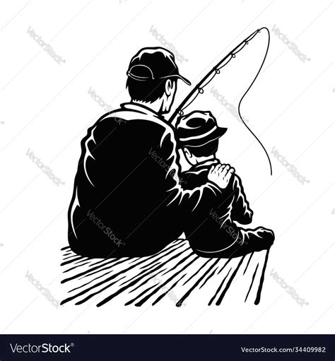 Son And Dad Fishing Design Father And Vector Image