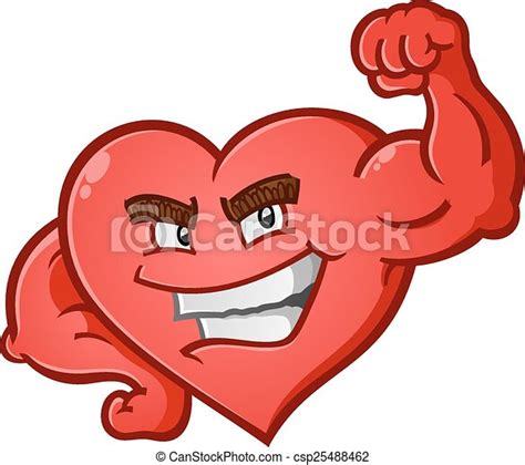 Clip Art Vector Of Heart Flexing Muscles Cartoon A Sexy Red Heart
