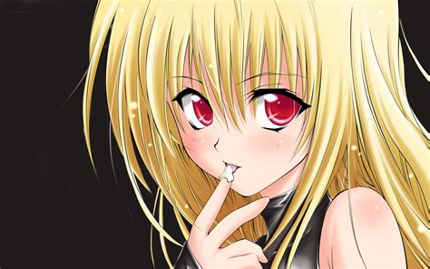Black Cat Blonde Hair Eve Red Eyes Anime Wallpapers