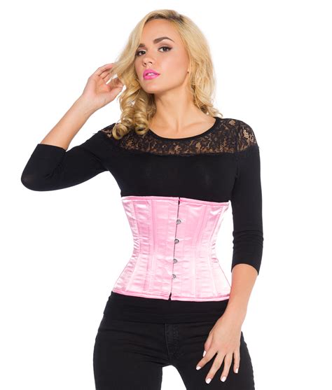 emma pink satin underbust steel boned corset glamorous corset