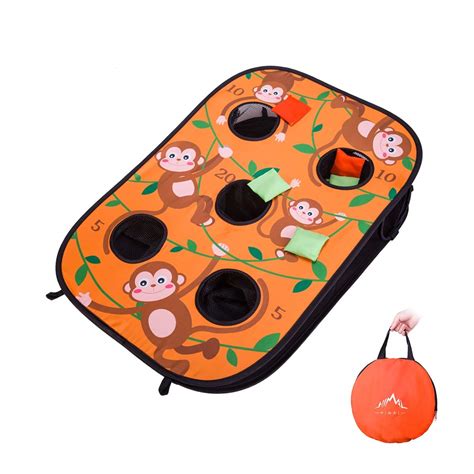 himal collapsible portable 5 holes cornhole game cornhole set bounce bean bag toss game with 10