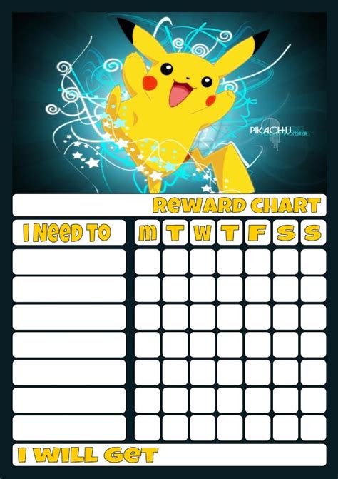 Pikachu Pokemon Reward Chart Free Stars And Pen 3 Sizes Magnetic Option £