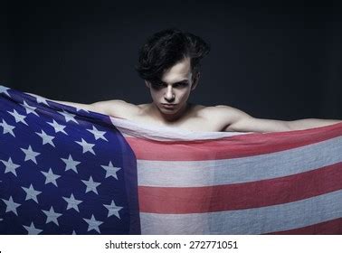 Naked Handsome Vogue Man American Flag Shutterstock