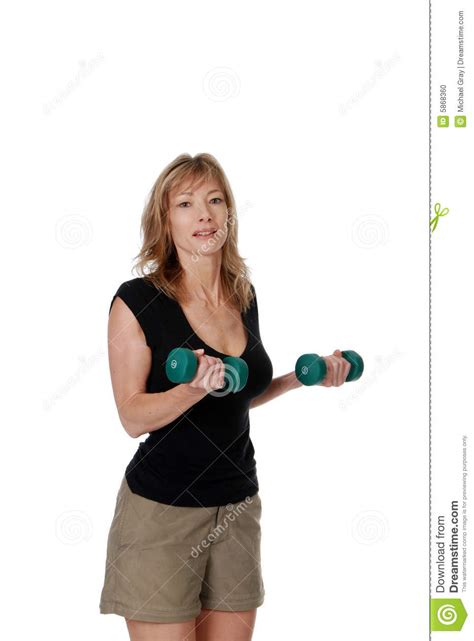 Woman Doing Bicep Curls With Free Weights Stock Photo Image Of