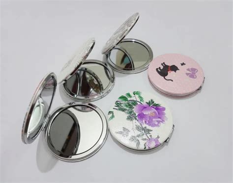 Pocket Mirror Pu Leather Double Sided Magnifying Compacts M070pcompact Mirror With Led Light