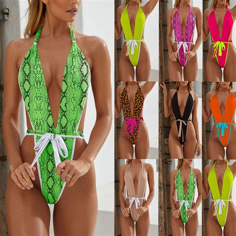 Ladies One Piece Bandage Swimsuit Pull Side Bikini Cjdropshipping